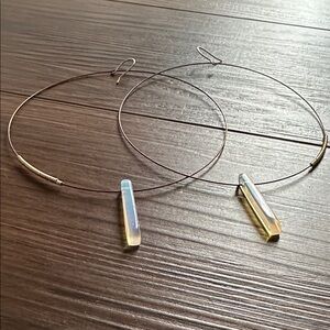 Goldie Locks Extra Large Hoop Earrings with Iridescent Accents Stones